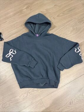 Edikted Black Hoodie with Pink Sleeve Graphics